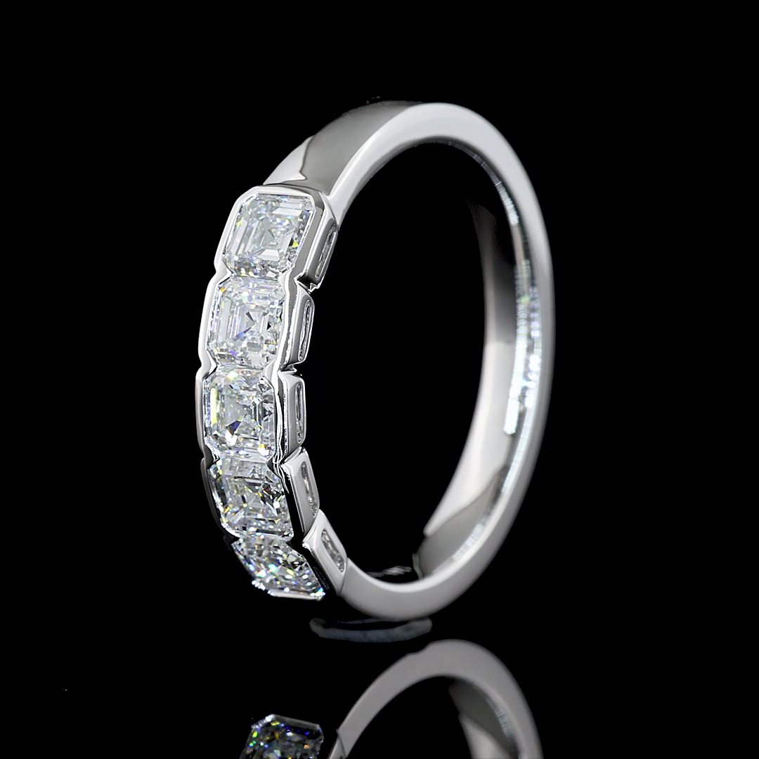 1ctw Half Bezel Asscher Five Stone Band