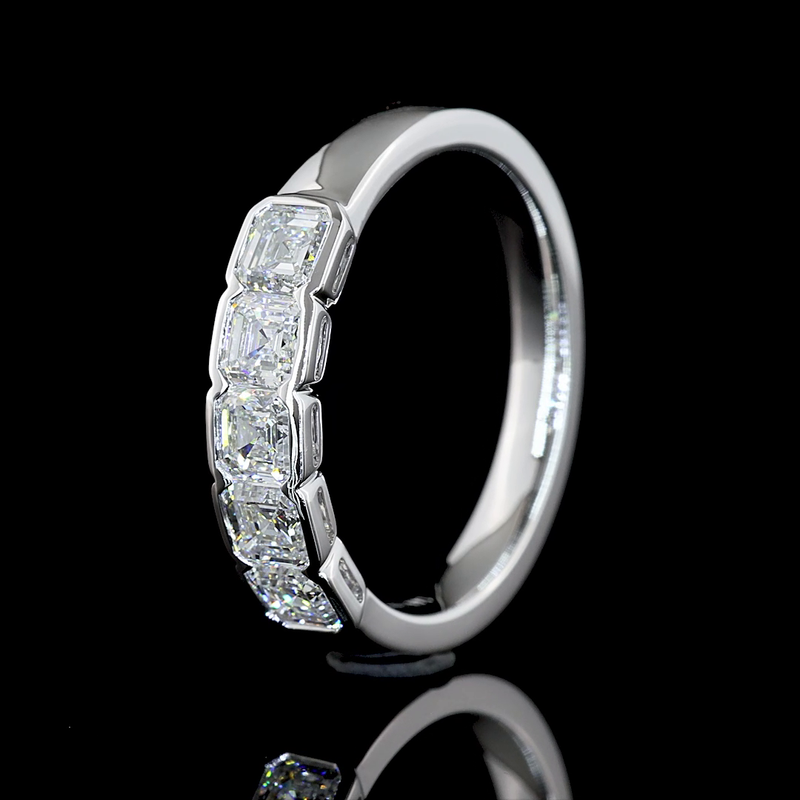1ctw Half Bezel Asscher Five Stone Band