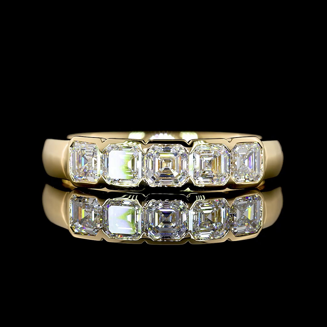 1ctw Bezel Asscher Five Stone Band