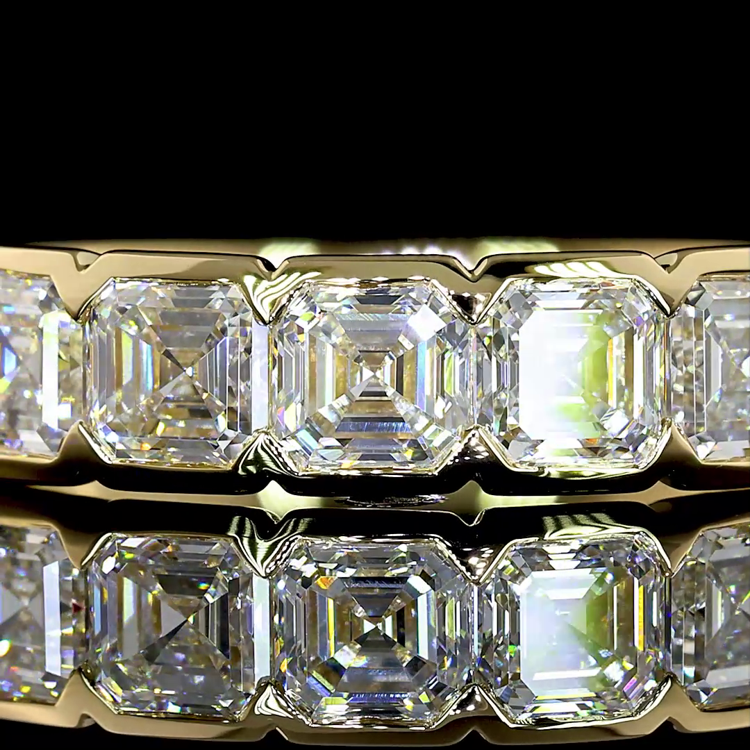 1ctw Bezel Asscher Five Stone Band