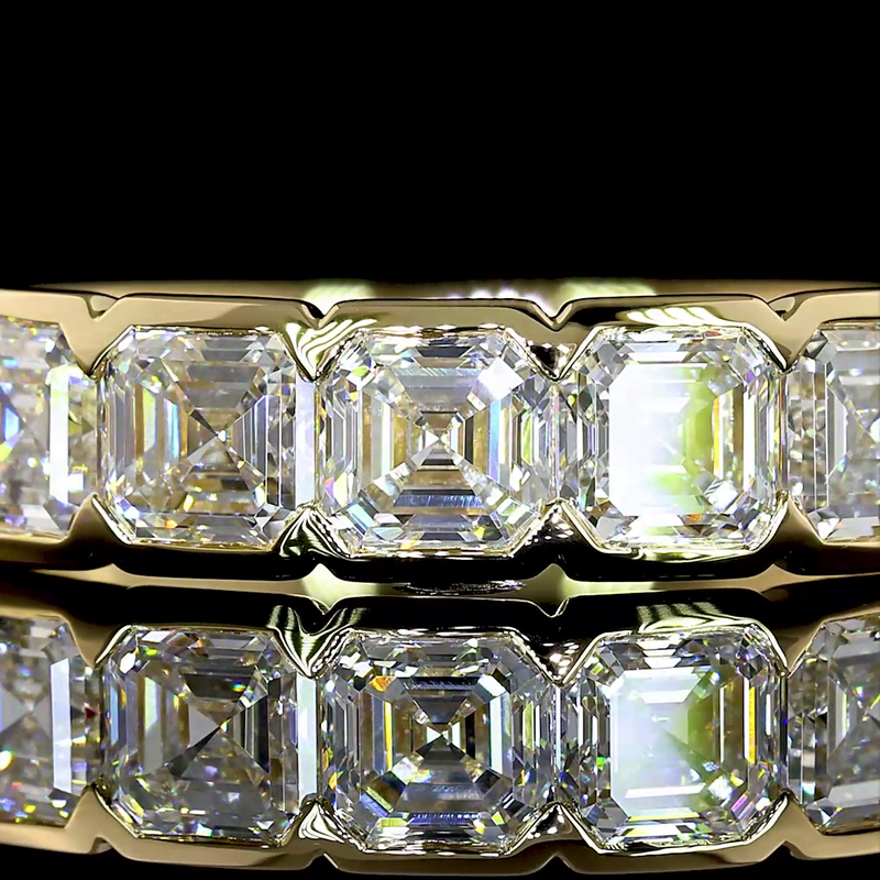 1ctw Bezel Asscher Five Stone Band