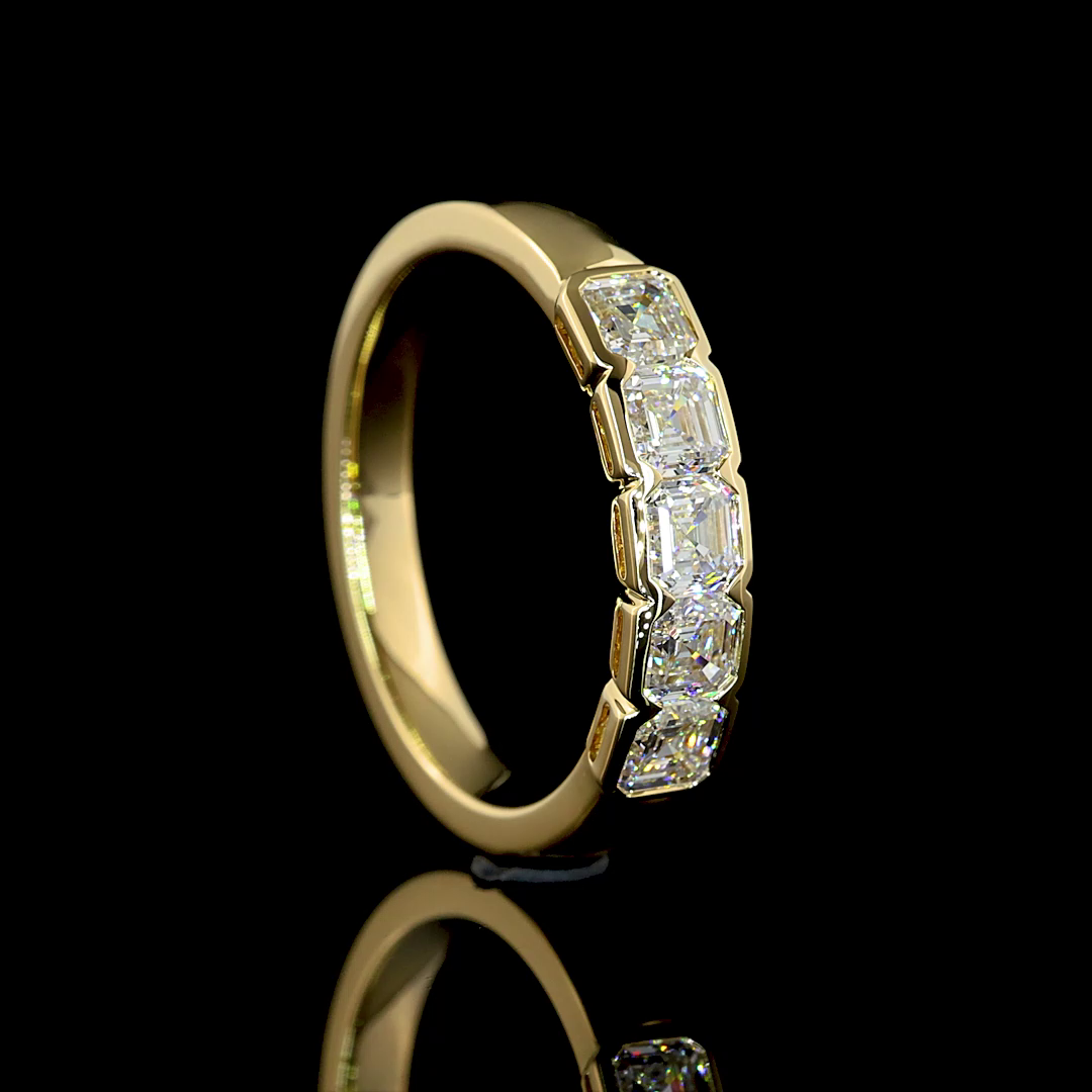 1ctw Bezel Asscher Five Stone Band