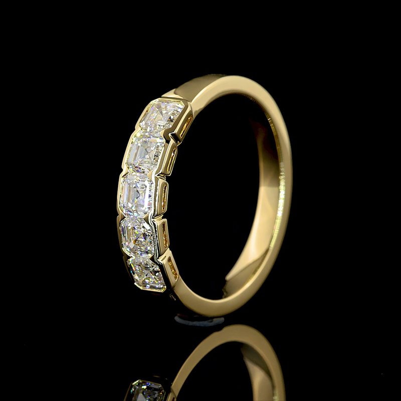 1ctw Bezel Asscher Five Stone Band