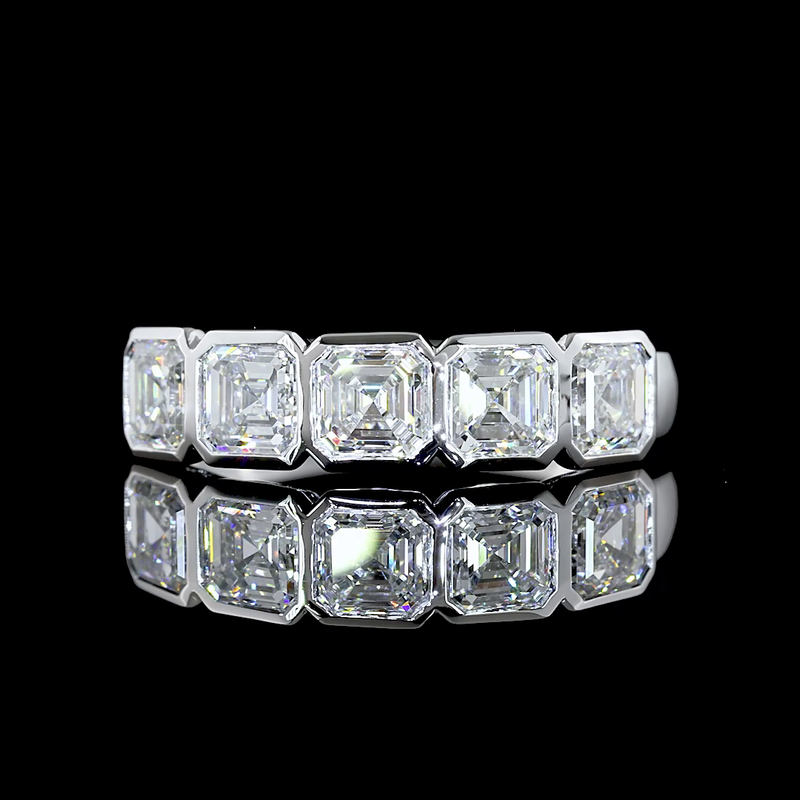 2ctw Bezel Asscher Five Stone Band