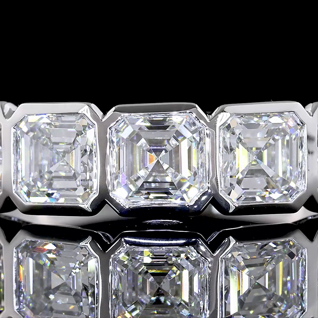 2ctw Bezel Asscher Five Stone Band