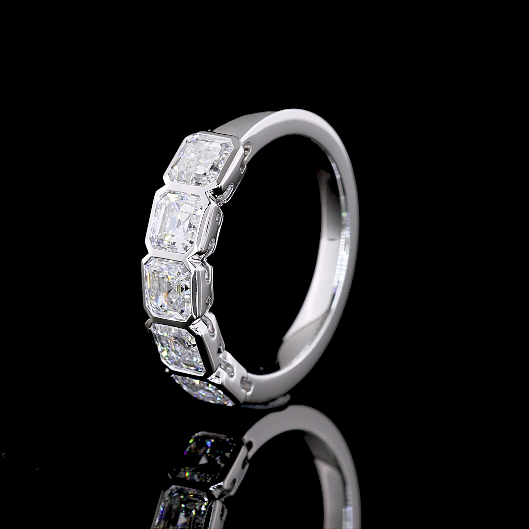 2ctw Bezel Asscher Five Stone Band
