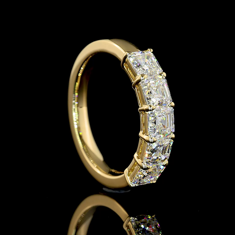 2ctw Prong Asscher Five Stone Band