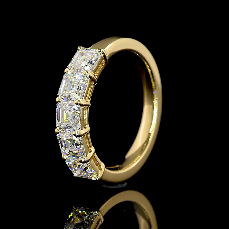 2ctw Prong Asscher Five Stone Band