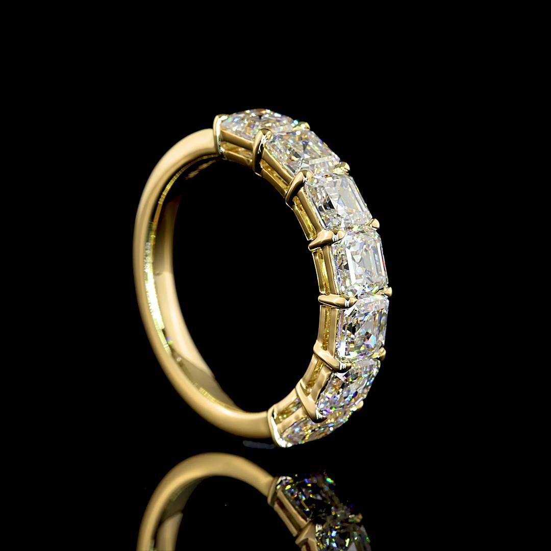 3-1/4ctw Prong Asscher Seven Stone Band