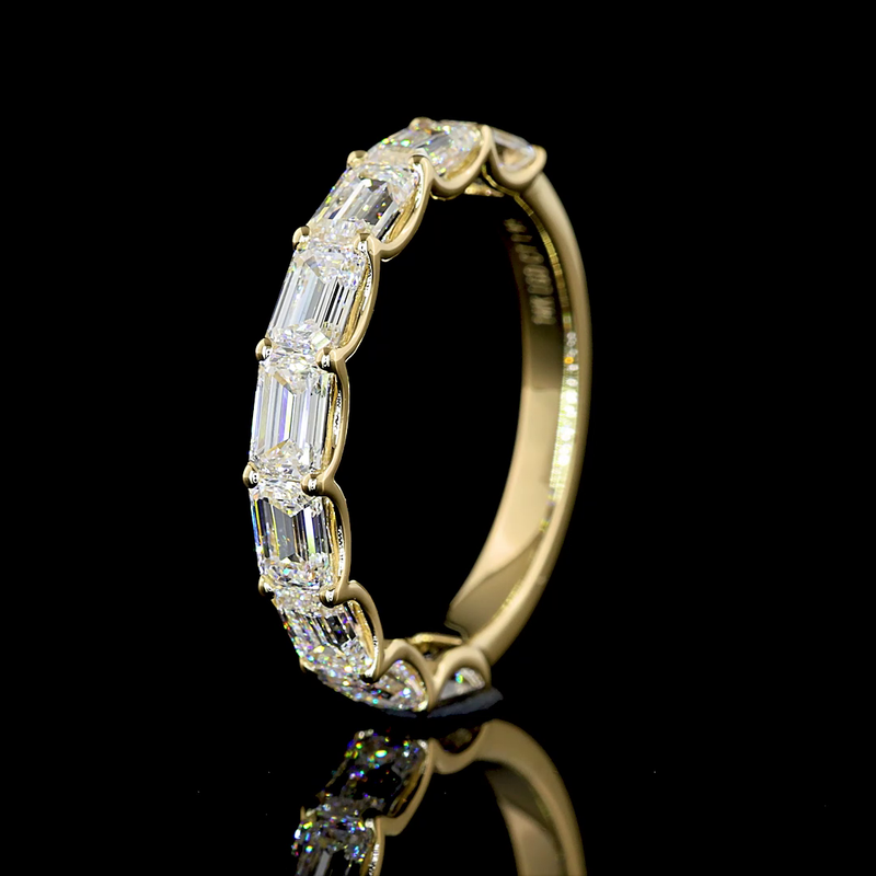 2ctw Prong East West Emerald Half Eternity Band
