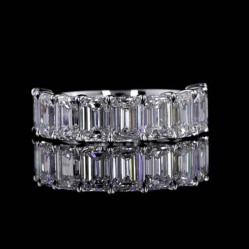 4ctw Emerald Prong Diamond Half Eternity Band
