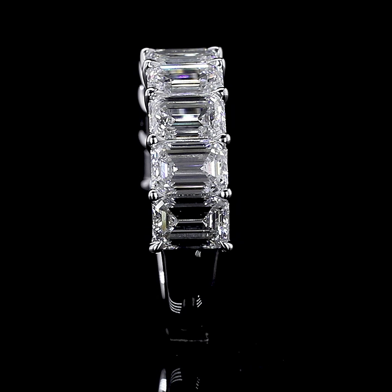 4ctw Emerald Prong Diamond Half Eternity Band