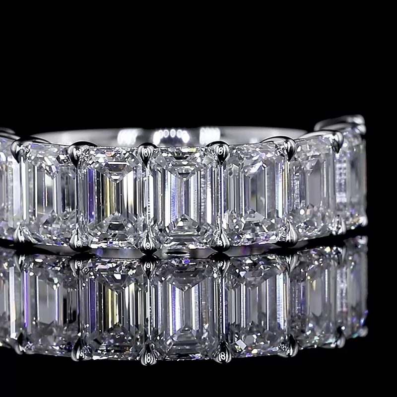 4ctw Emerald Prong Diamond Half Eternity Band