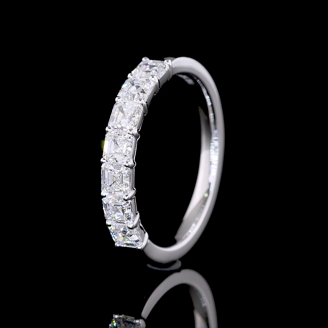 1ctw Prong Asscher Seven Stone Band