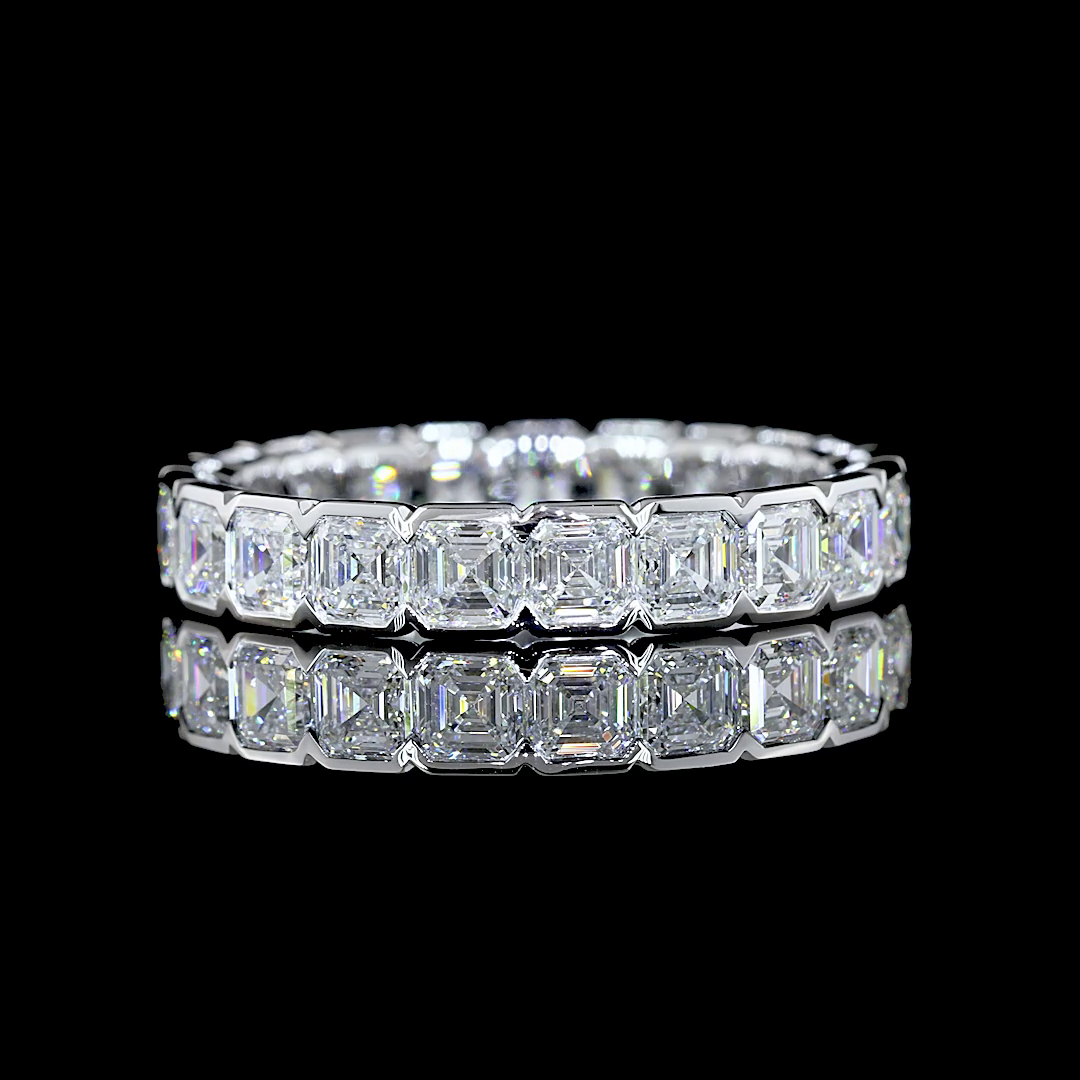 3ctw Asscher Half Bezel Diamond Eternity Band