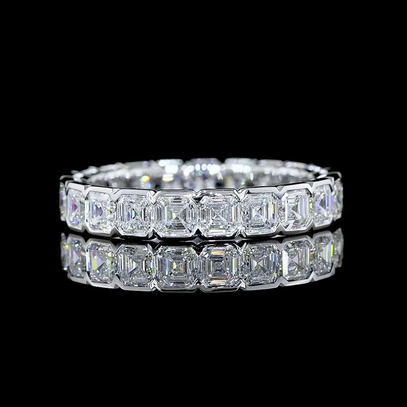 3ctw Asscher Half Bezel Diamond Eternity Band
