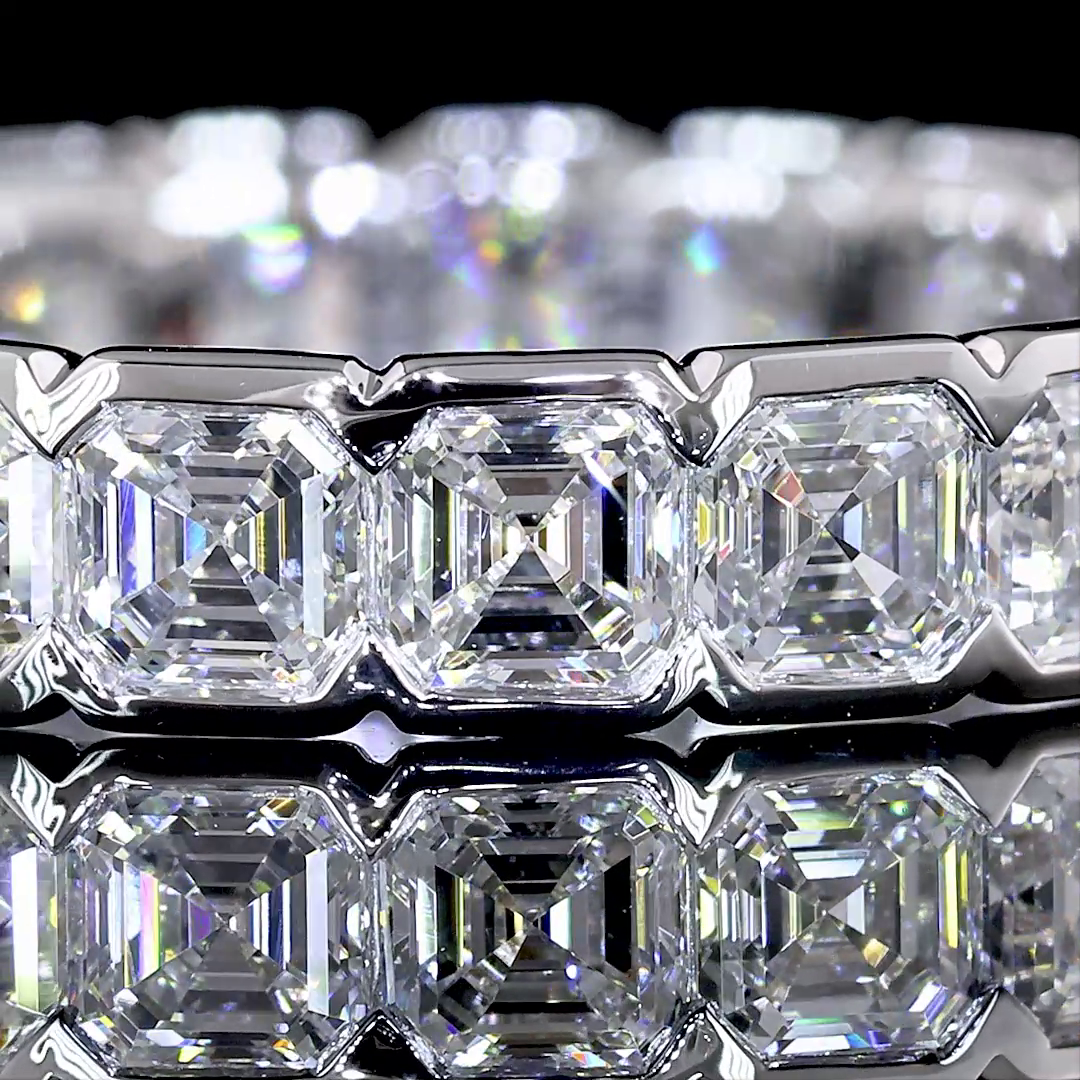 3ctw Asscher Half Bezel Diamond Eternity Band