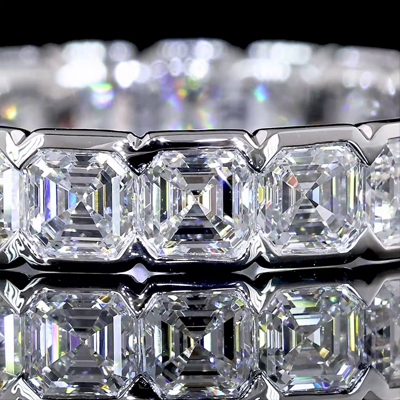 3ctw Asscher Half Bezel Diamond Eternity Band