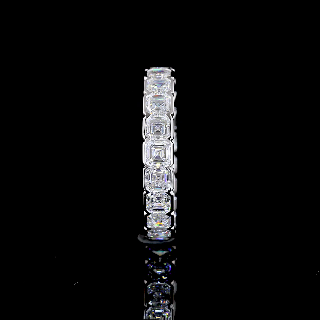 3ctw Asscher Half Bezel Diamond Eternity Band