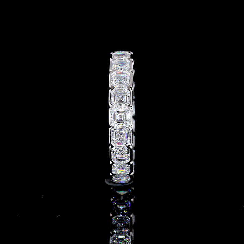 3ctw Asscher Half Bezel Diamond Eternity Band