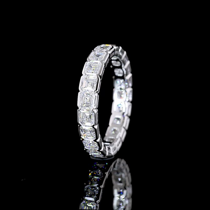 3ctw Asscher Half Bezel Diamond Eternity Band