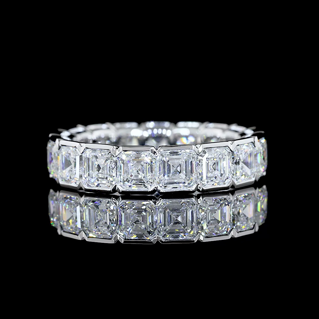 5ctw Asscher Half Bezel Diamond Eternity Band