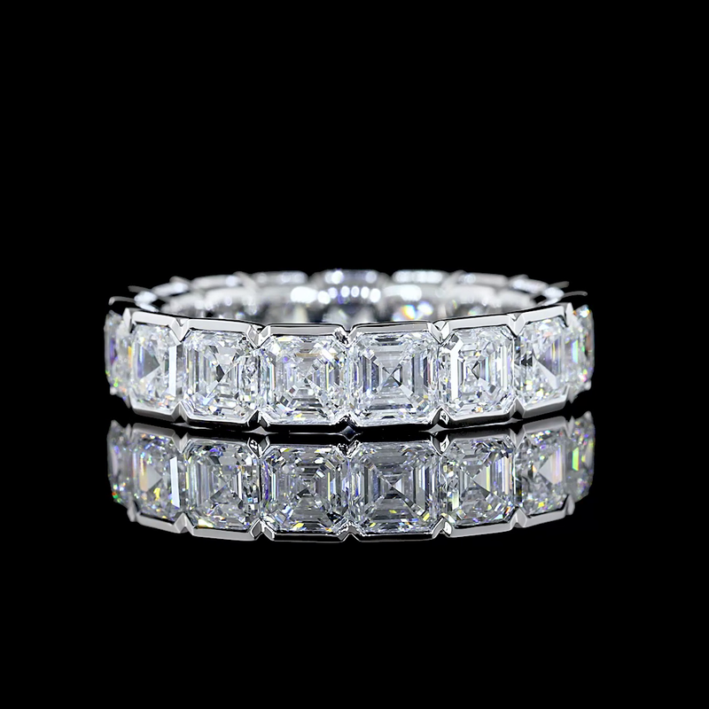 5ctw Asscher Half Bezel Diamond Eternity Band