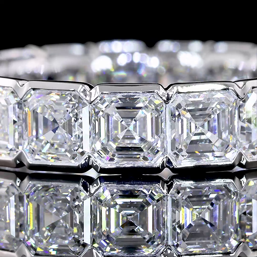 5ctw Asscher Half Bezel Diamond Eternity Band