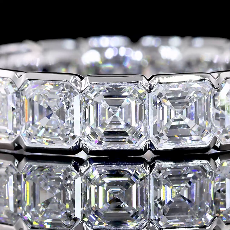 5ctw Asscher Half Bezel Diamond Eternity Band