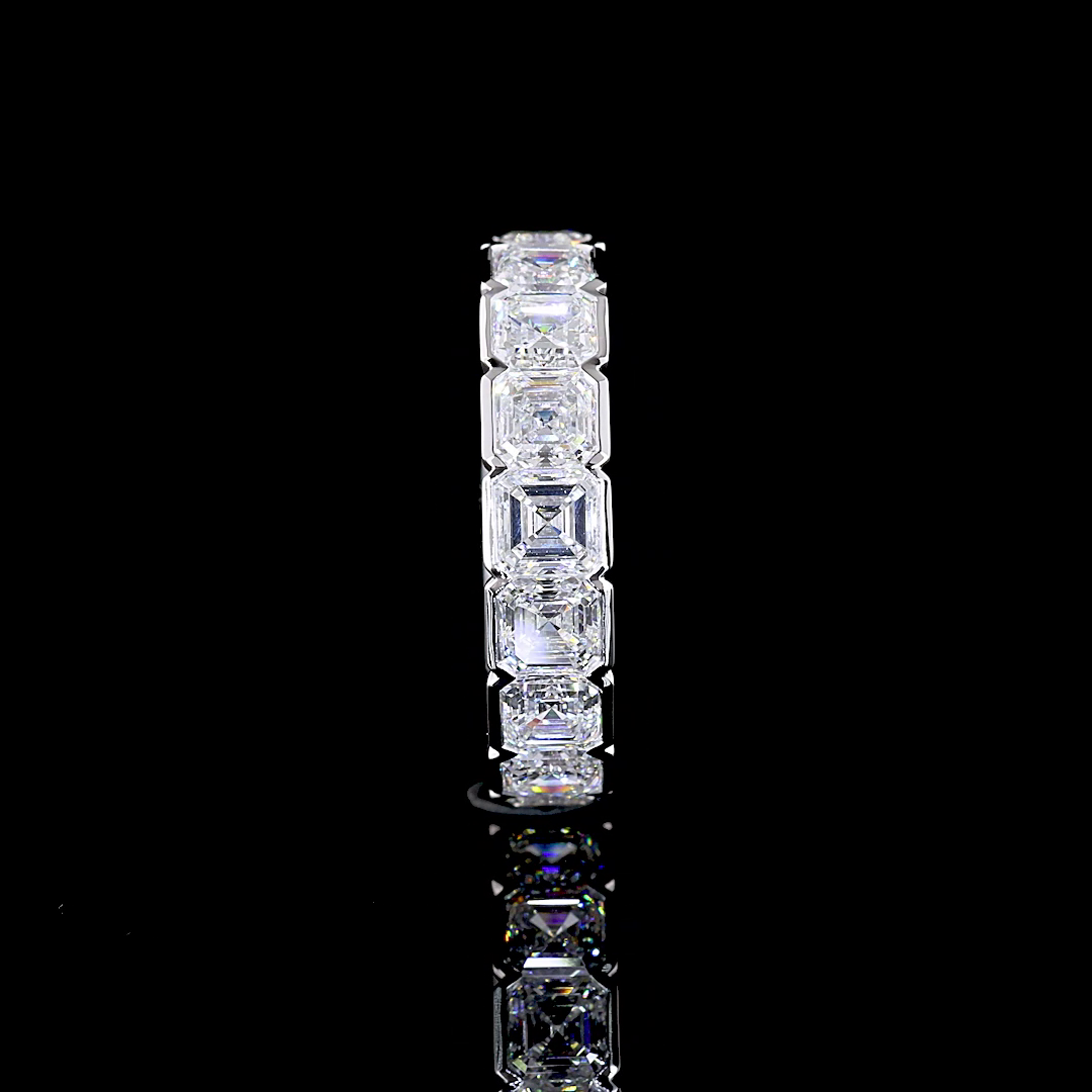 5ctw Asscher Half Bezel Diamond Eternity Band