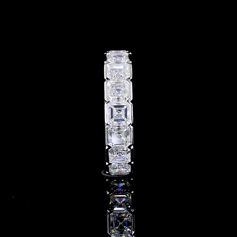 5ctw Asscher Half Bezel Diamond Eternity Band