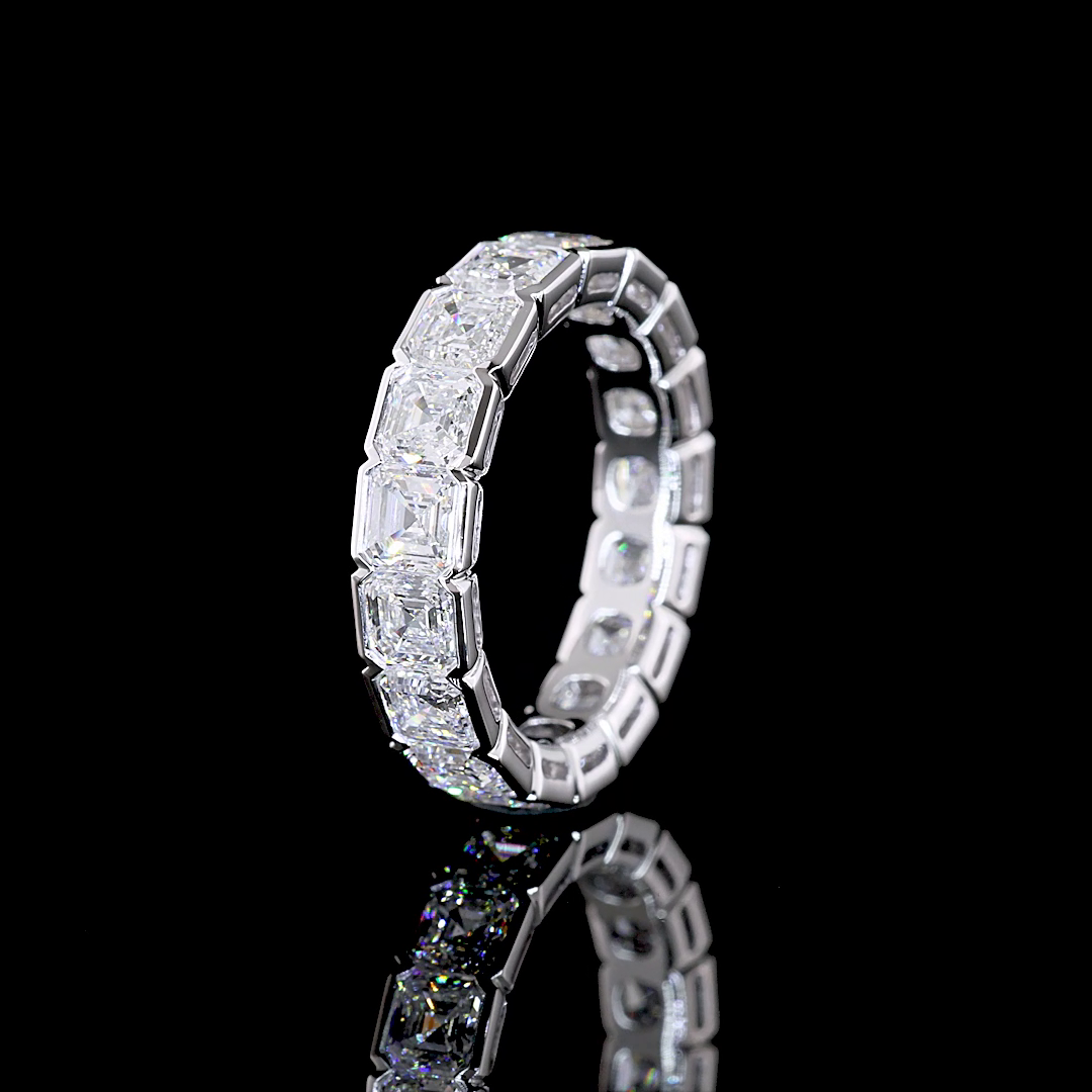 5ctw Asscher Half Bezel Diamond Eternity Band