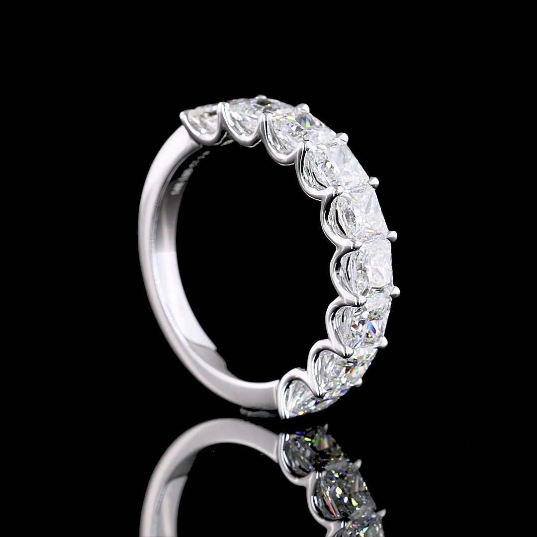 3ctw Princess U Prong Diamond Half Eternity Band
