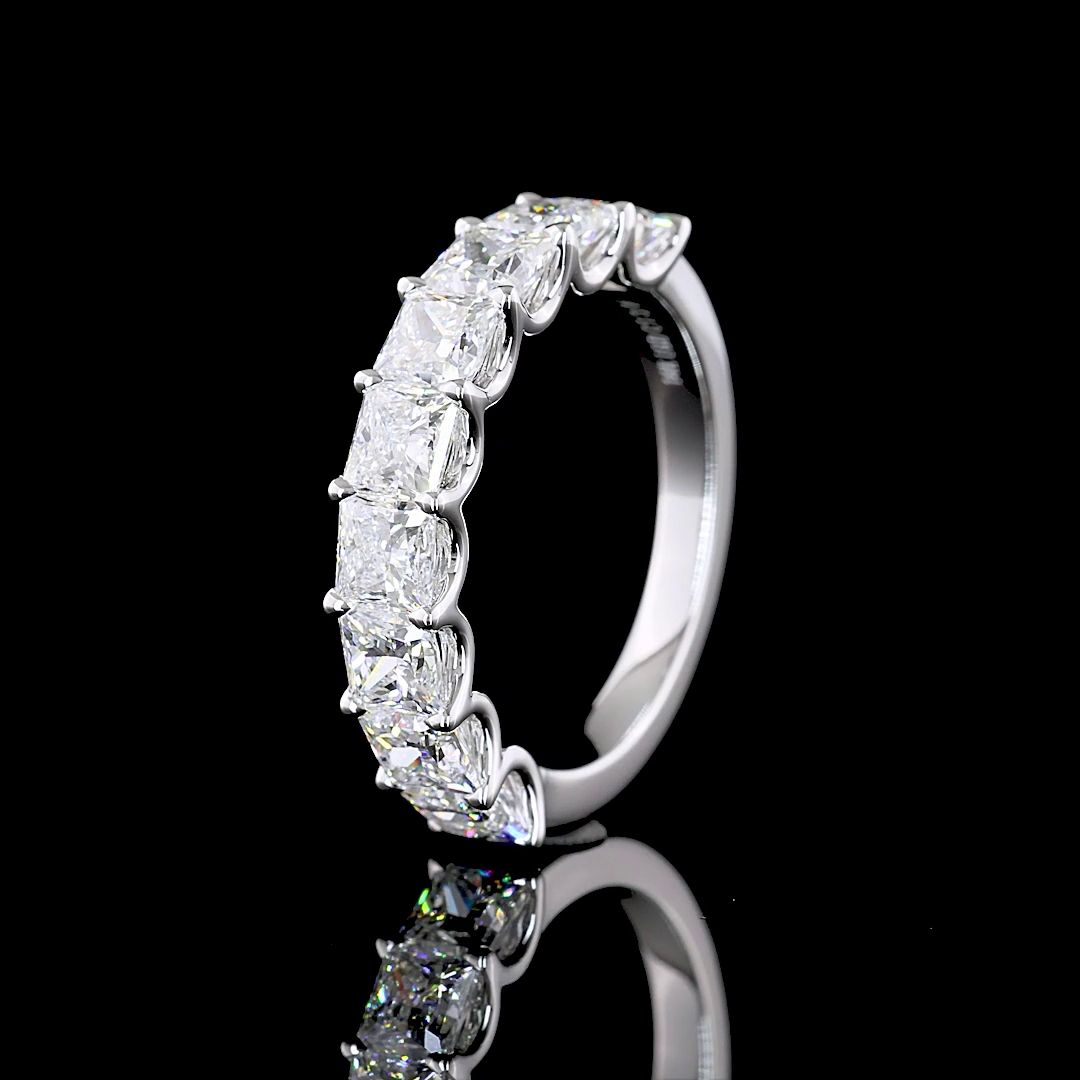 3ctw Princess U Prong Diamond Half Eternity Band