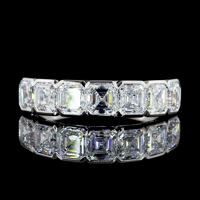 2ctw Half Bezel Asscher Seven Stone Band