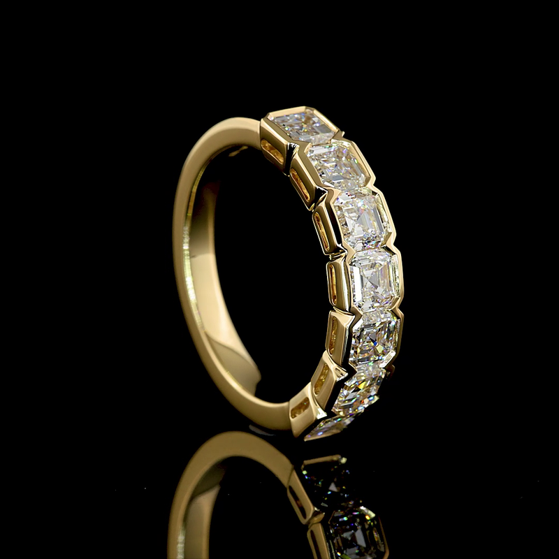 2ctw Half Bezel Asscher Seven Stone Band