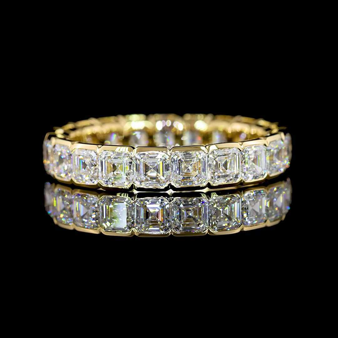 3ctw Asscher Half Bezel Diamond Eternity Band