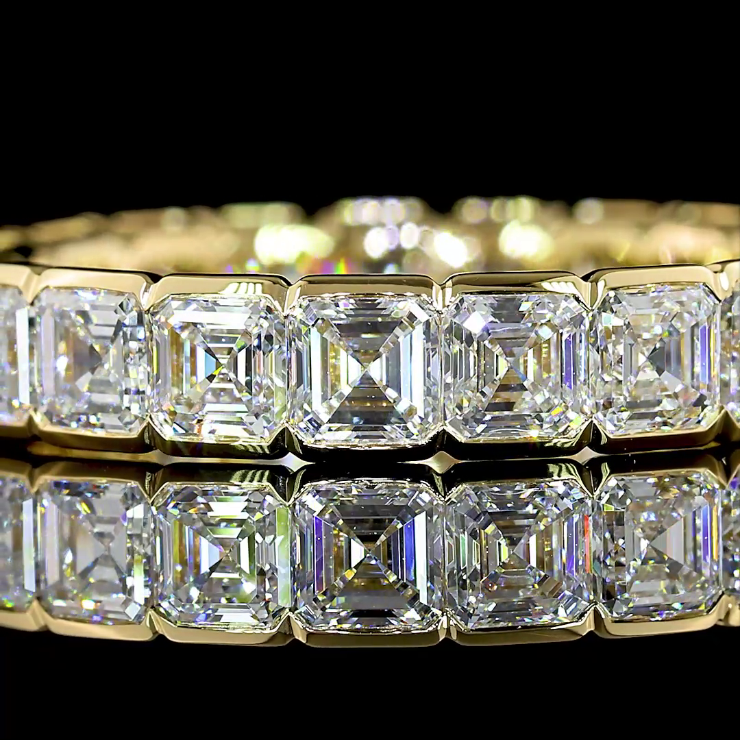 3ctw Asscher Half Bezel Diamond Eternity Band
