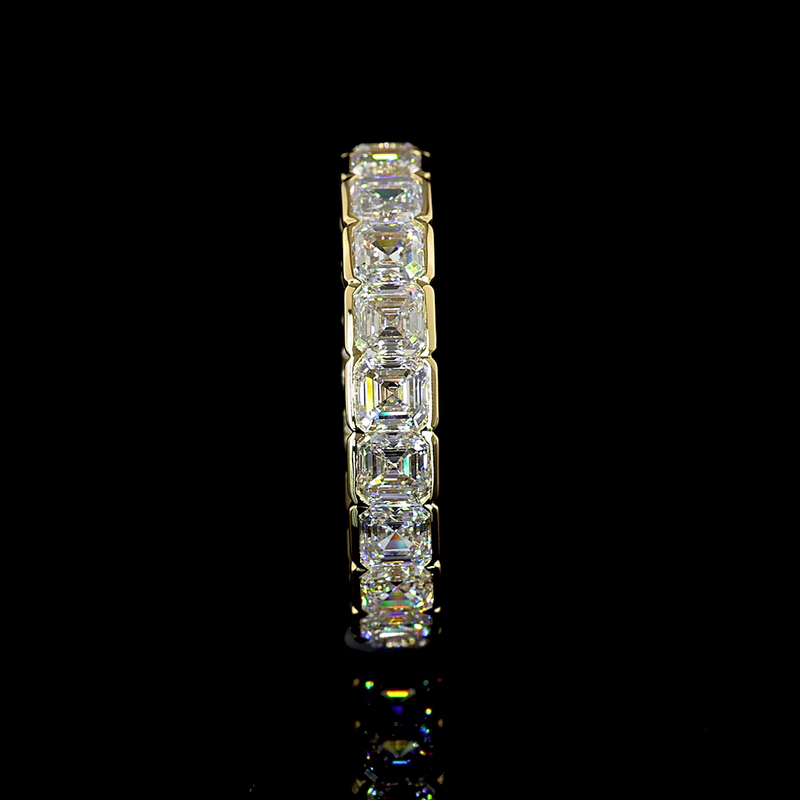 3ctw Asscher Half Bezel Diamond Eternity Band
