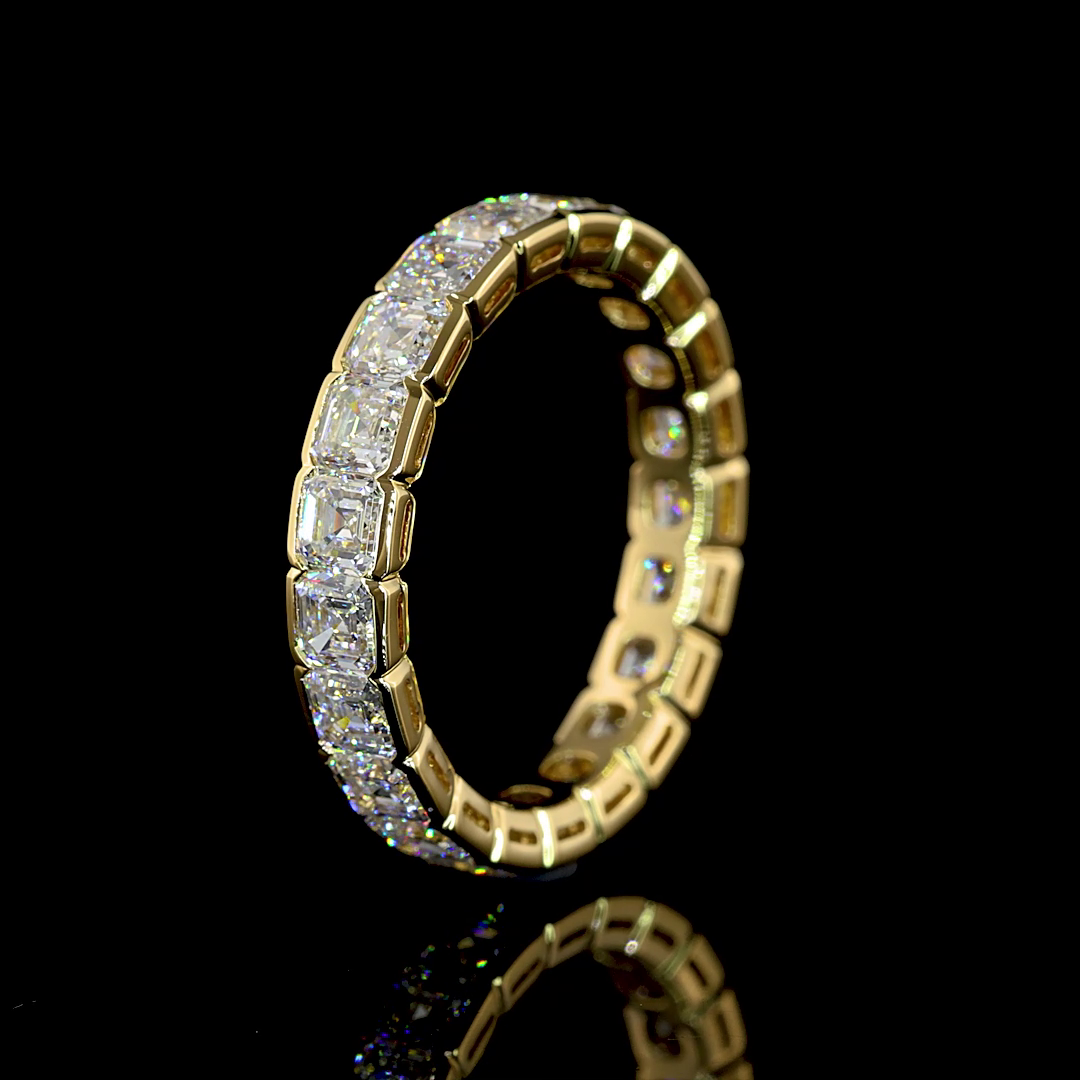 3ctw Asscher Half Bezel Diamond Eternity Band