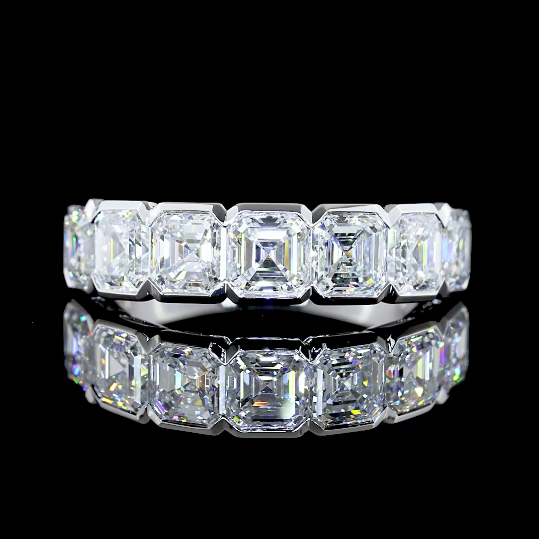 3ctw Half Bezel Asscher Seven Stone Band