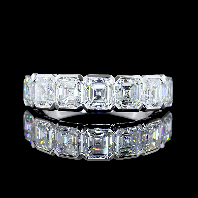 3ctw Half Bezel Asscher Seven Stone Band