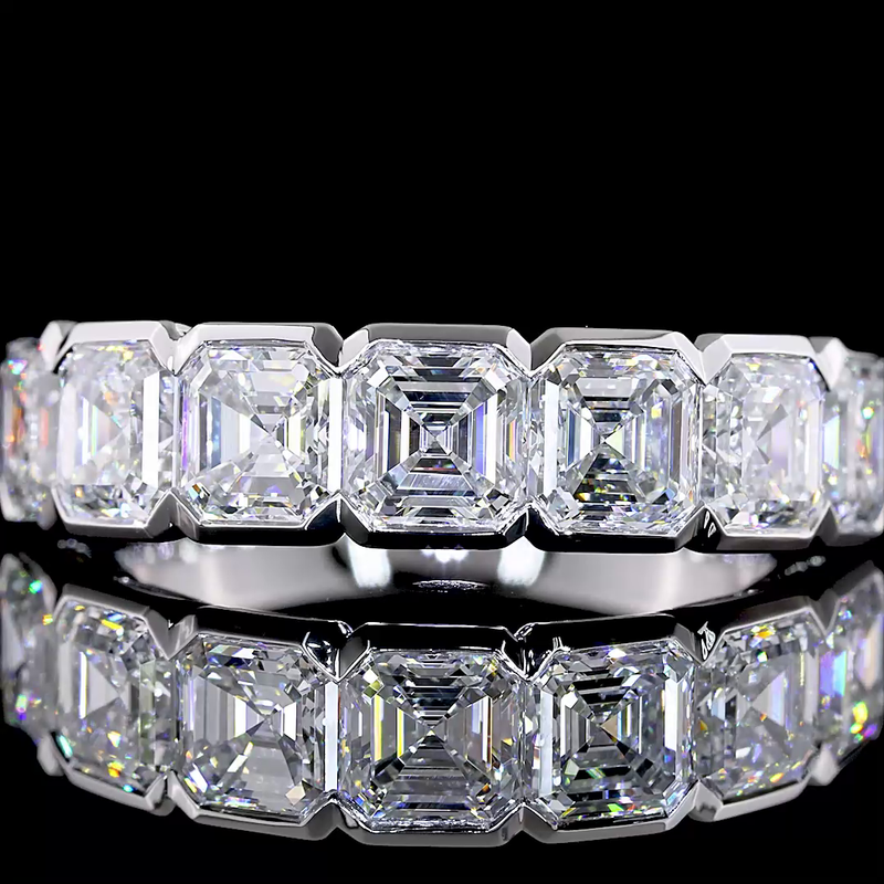 3ctw Half Bezel Asscher Seven Stone Band