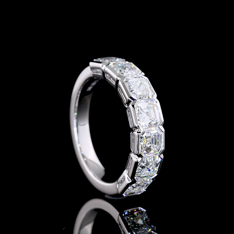 3ctw Half Bezel Asscher Seven Stone Band