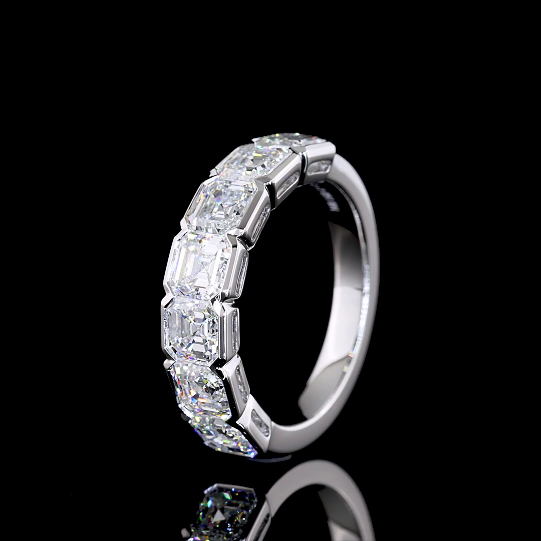 3ctw Half Bezel Asscher Seven Stone Band