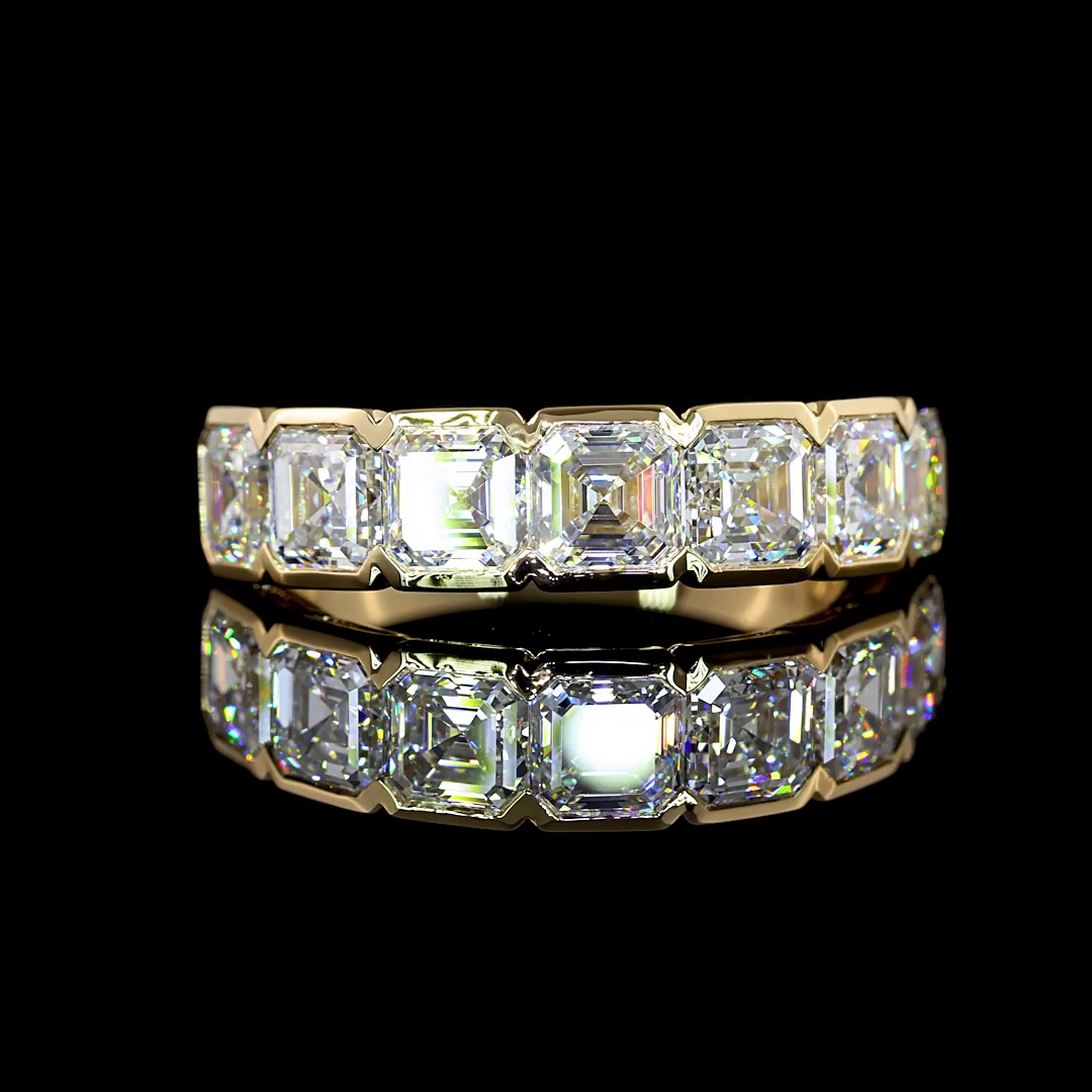 3ctw Half Bezel Asscher Seven Stone Band