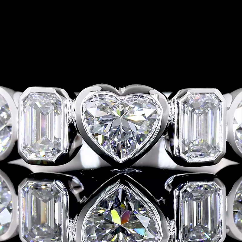 1ctw Bezel Heart & Round Five Stone Band