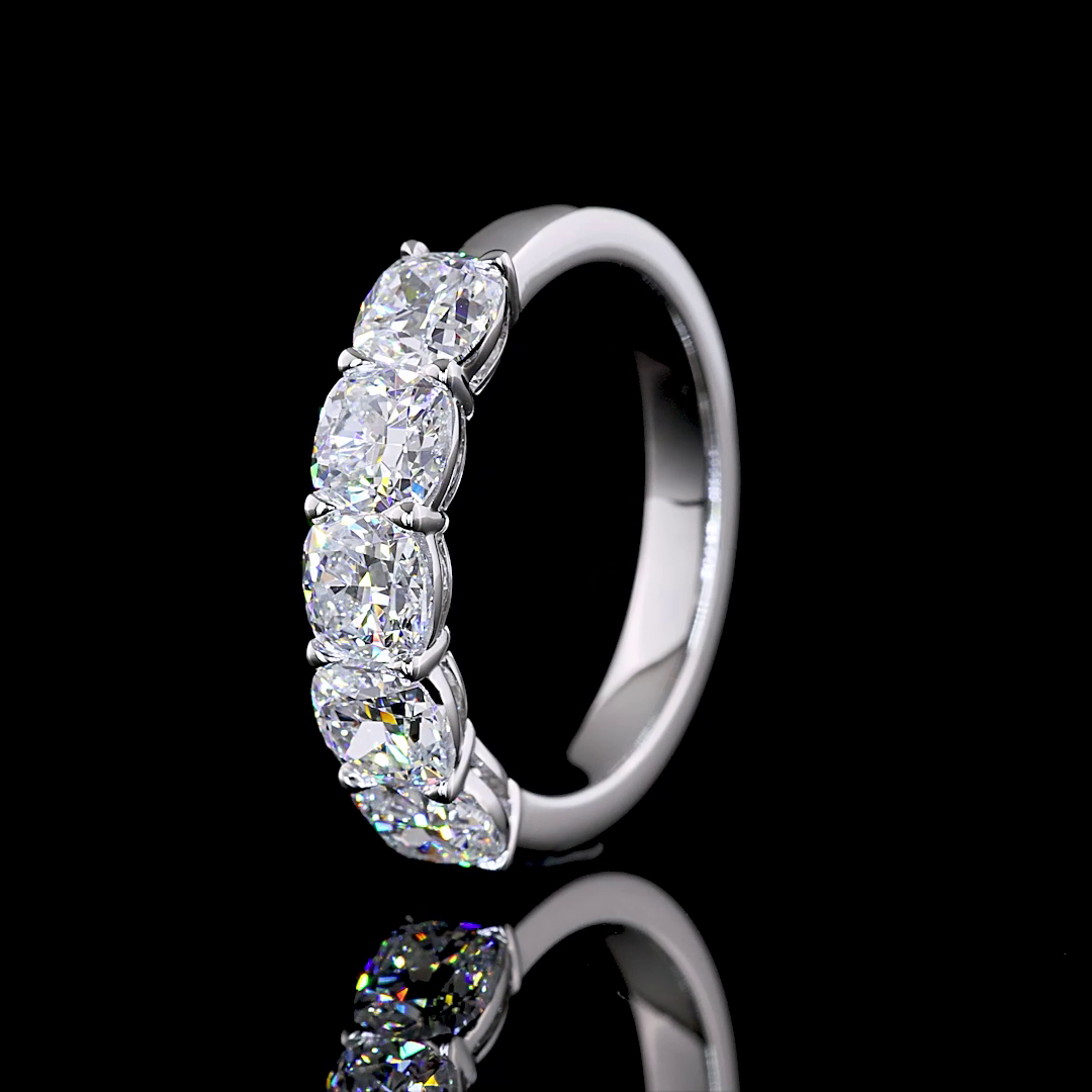2ctw Prong Cushion Five Stone Band