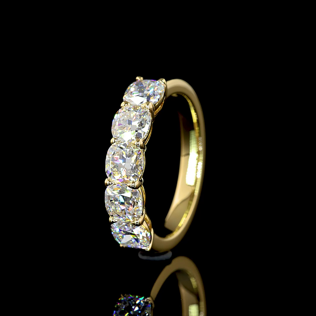 2ctw Prong Cushion Five Stone Band