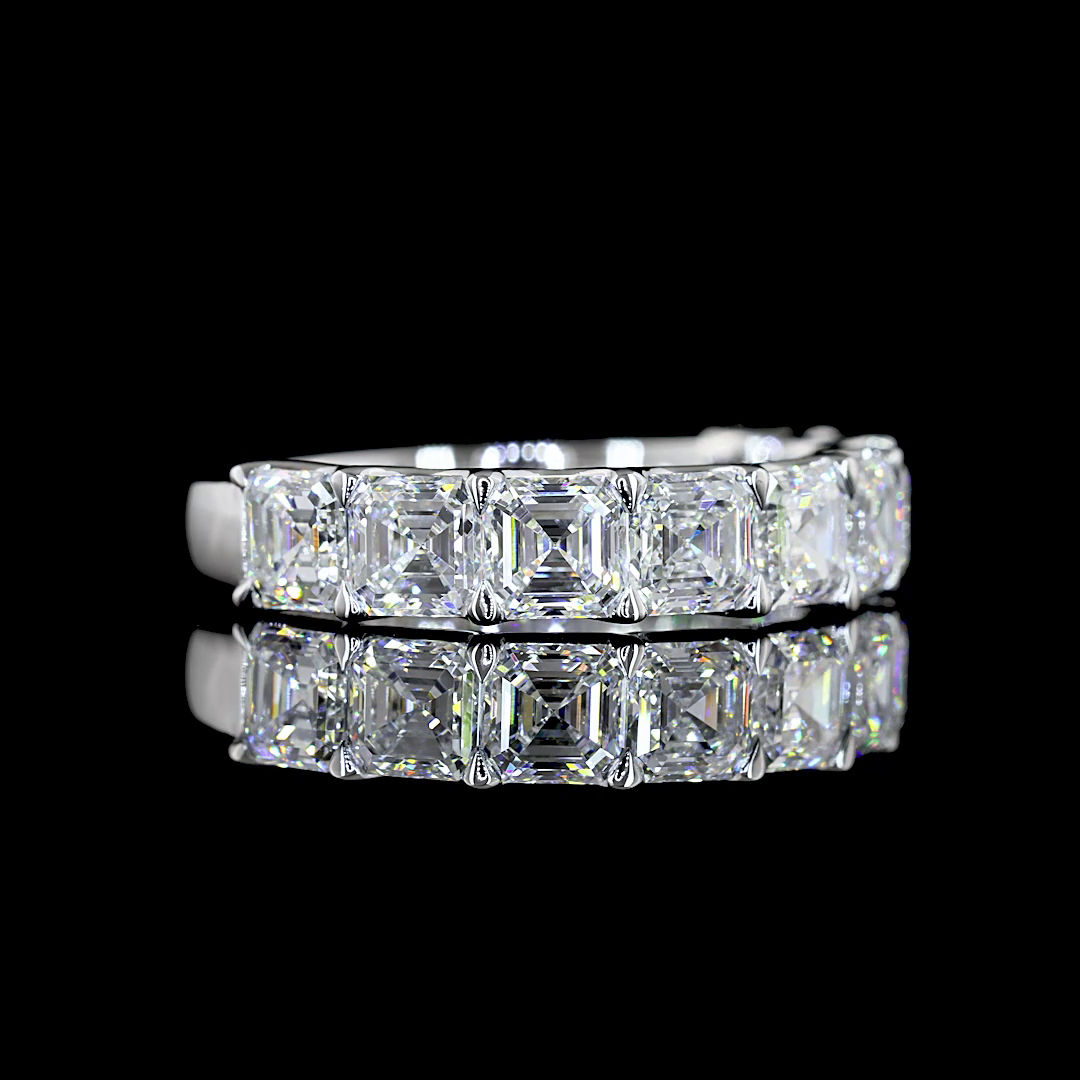 3ctw Asscher Prong Diamond Half Eternity Band